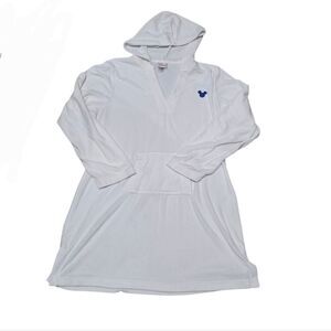 Disney White Hooded Cover-Up with Blue Embroidered Logo